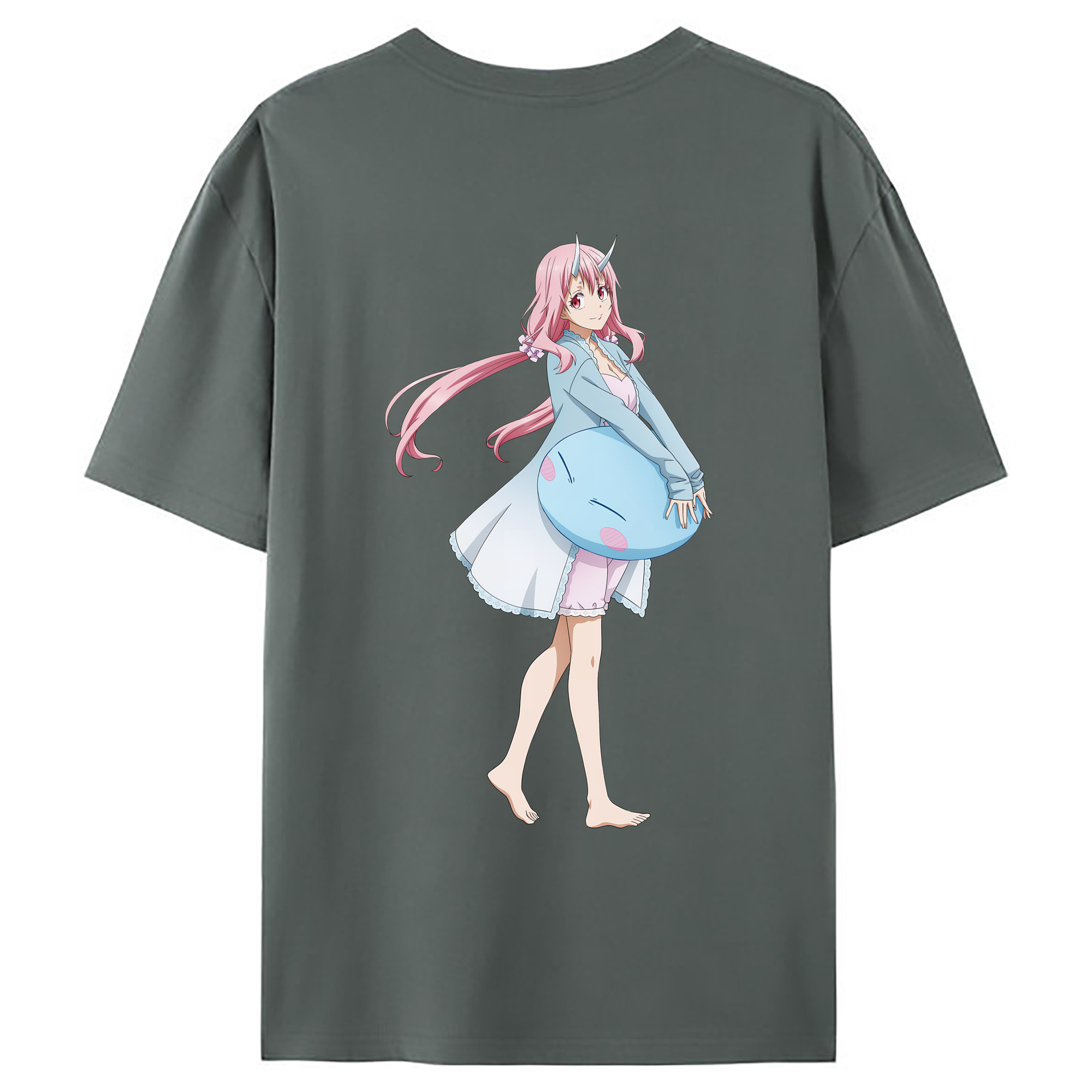 （画像用） 転スラ Regarding Reincarnated to Slime 綿100％ メンズ半袖Tシャツ（バックプリント） 通気性